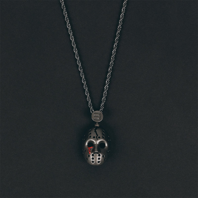 Hockey Mask Pendant & Chain (Gun Metal)