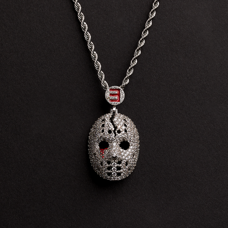 Hockey Mask Diamond Pendant & Chain