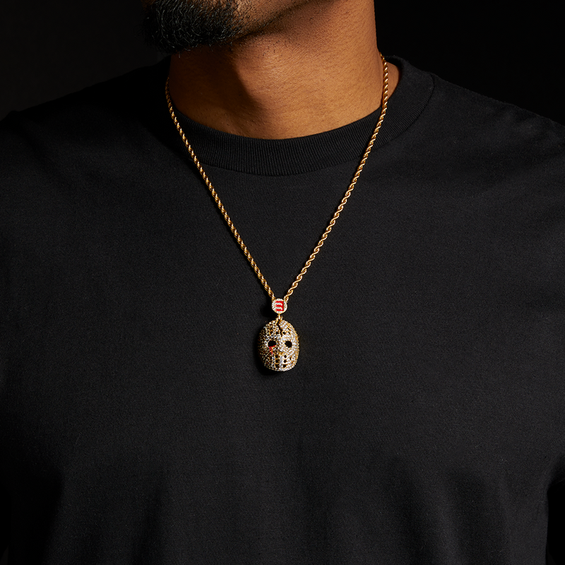 Hockey Mask Diamond Pendant & Chain (Gold)